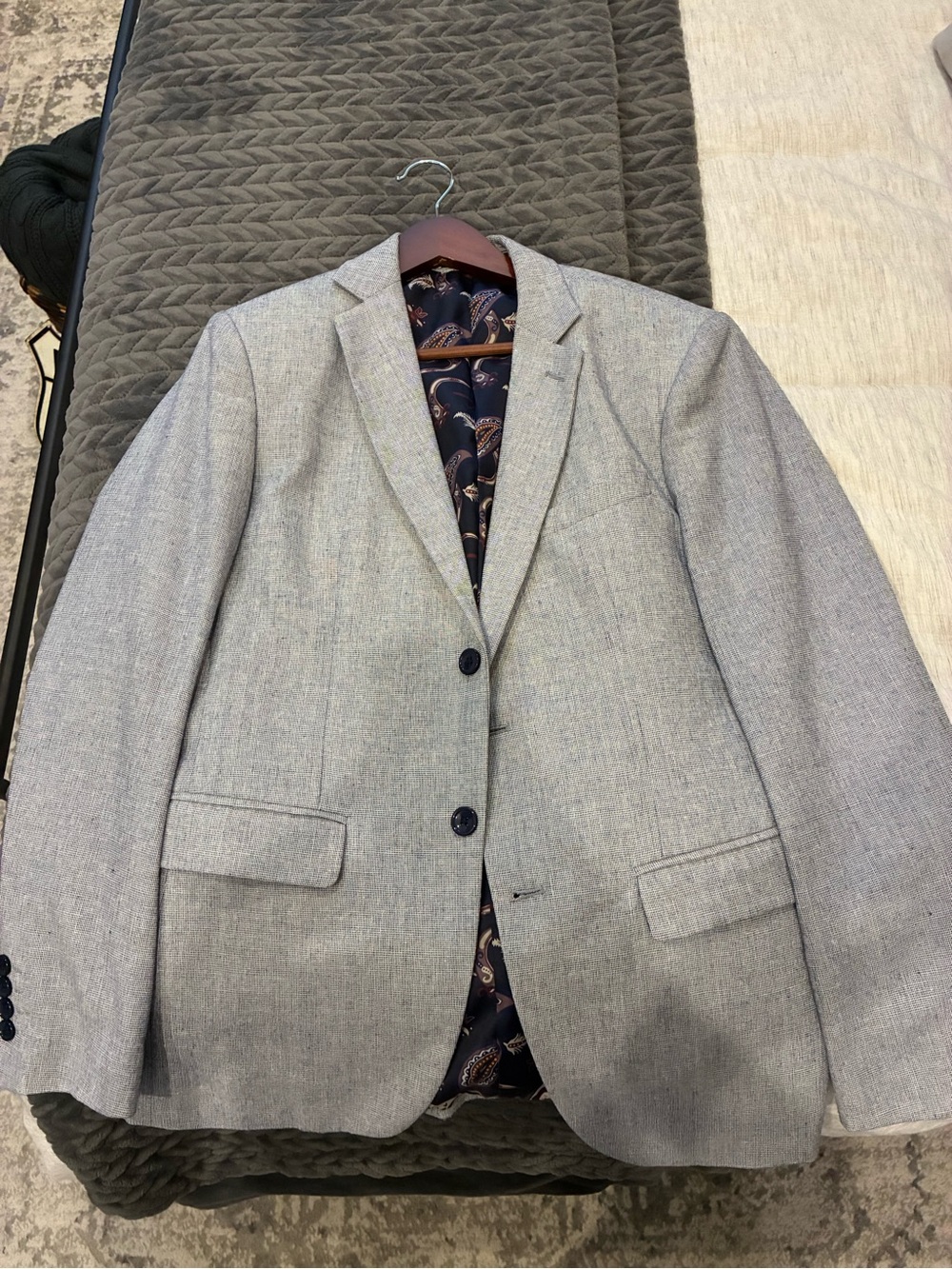 Paul Jones Men's Light Gray/Blue Blazer - Classic Tailored Jacket